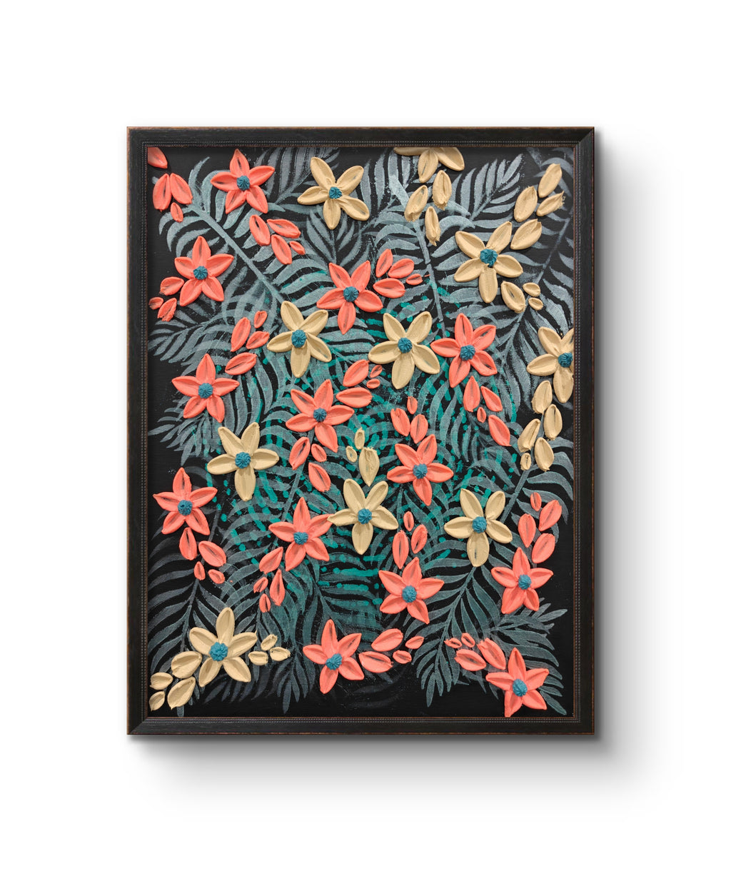Midnight Garden - Original Textured Floral Art