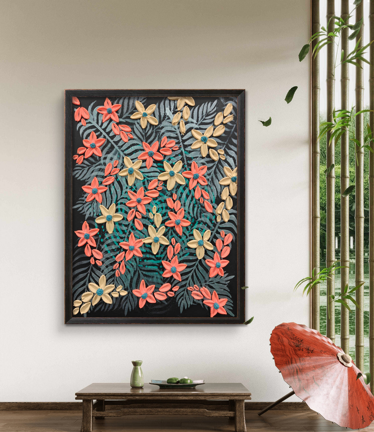 Midnight Garden - Original Textured Floral Art