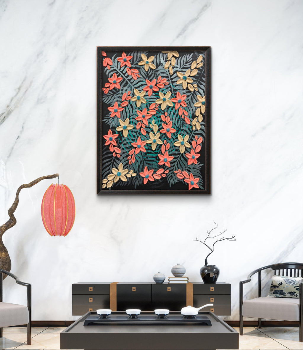 Midnight Garden - Original Textured Floral Art