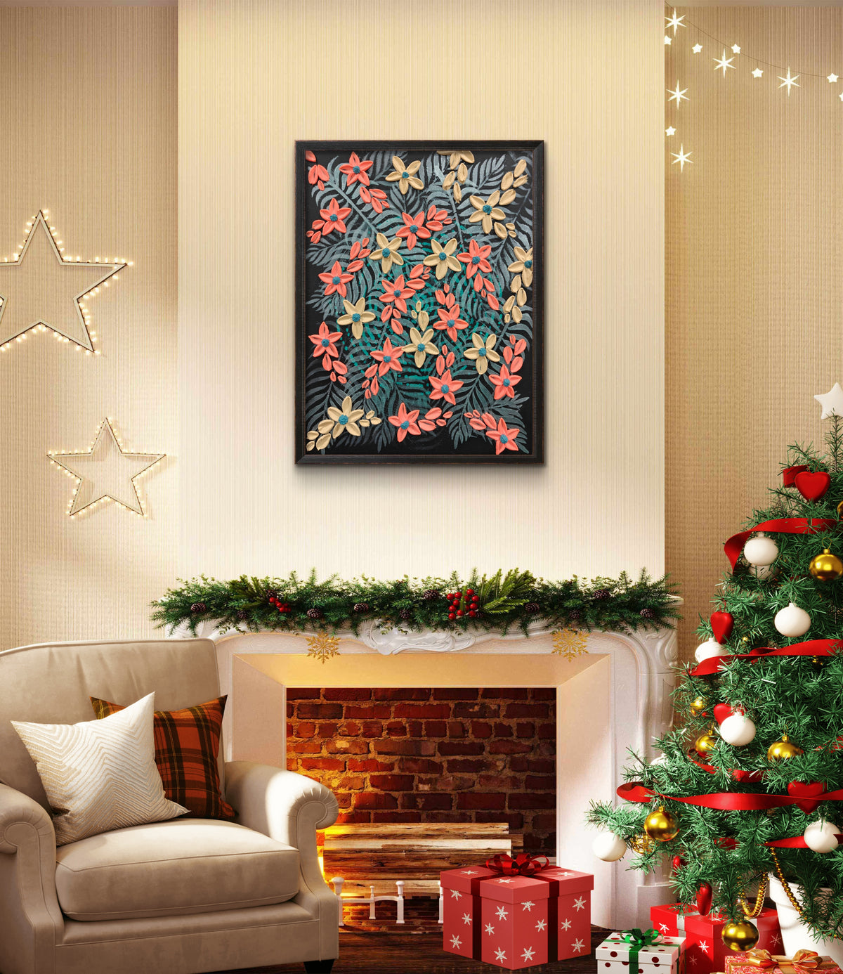 Midnight Garden - Original Textured Floral Art