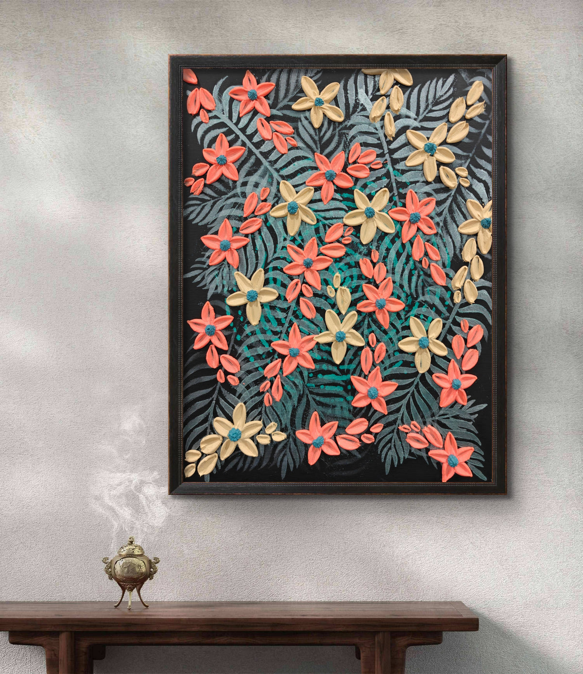Midnight Garden - Original Textured Floral Art