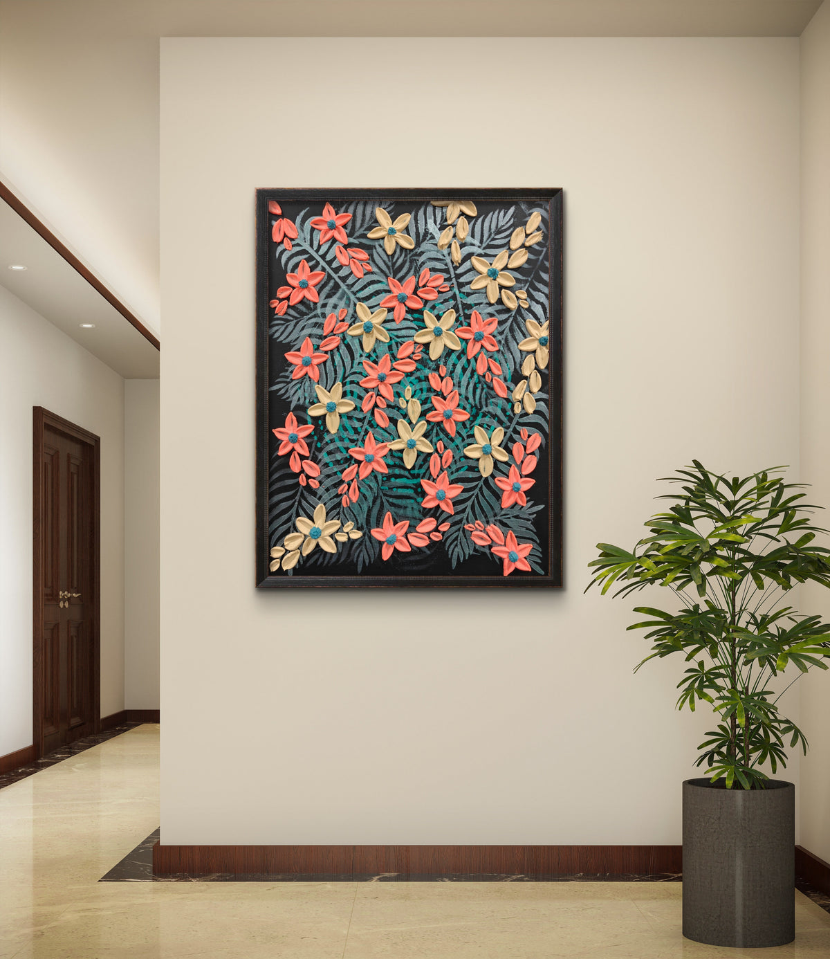 Midnight Garden - Original Textured Floral Art