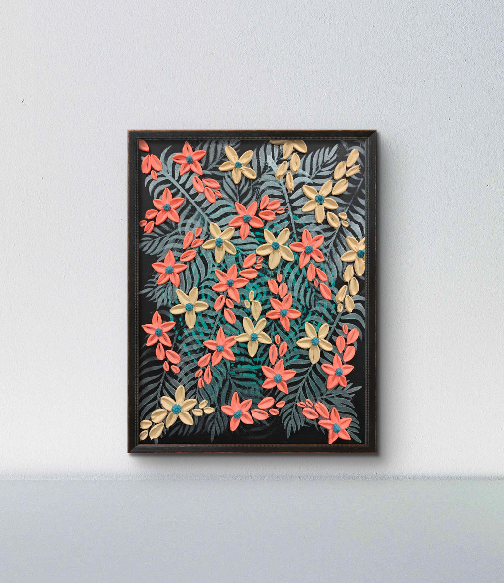 Midnight Garden - Original Textured Floral Art