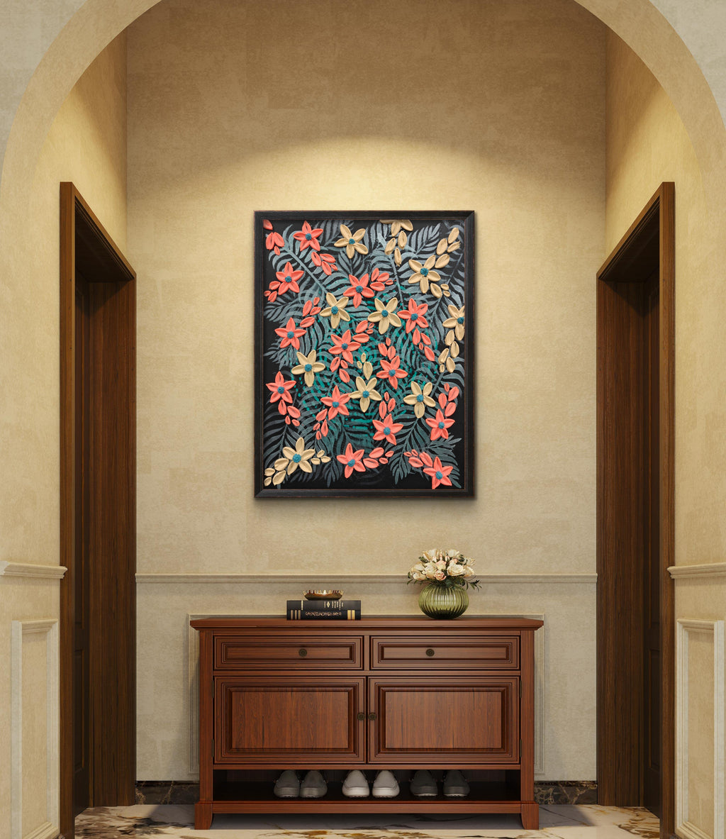Midnight Garden - Original Textured Floral Art