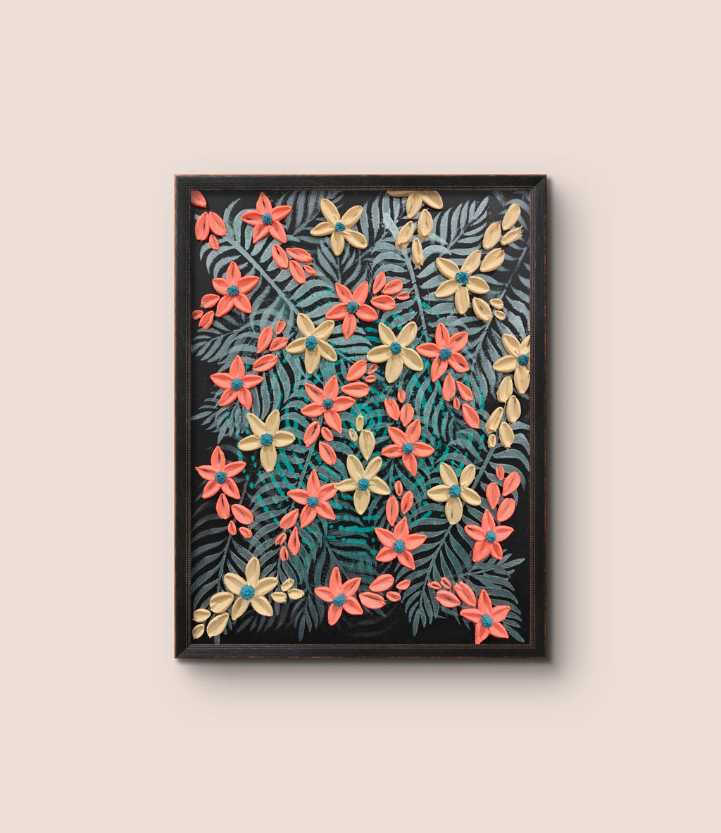 Midnight Garden - Original Textured Floral Art