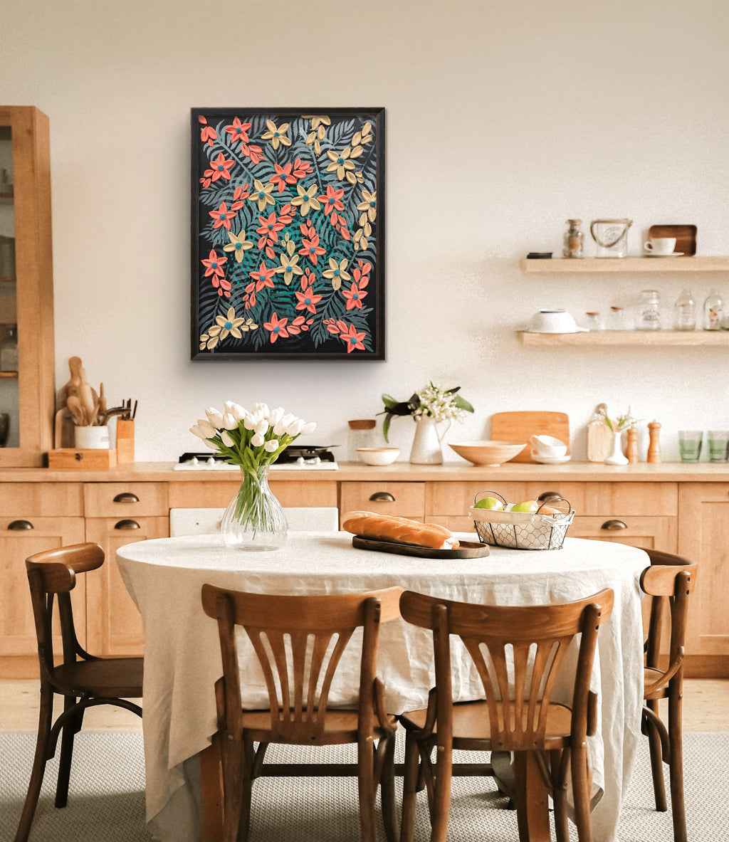 Midnight Garden - Original Textured Floral Art