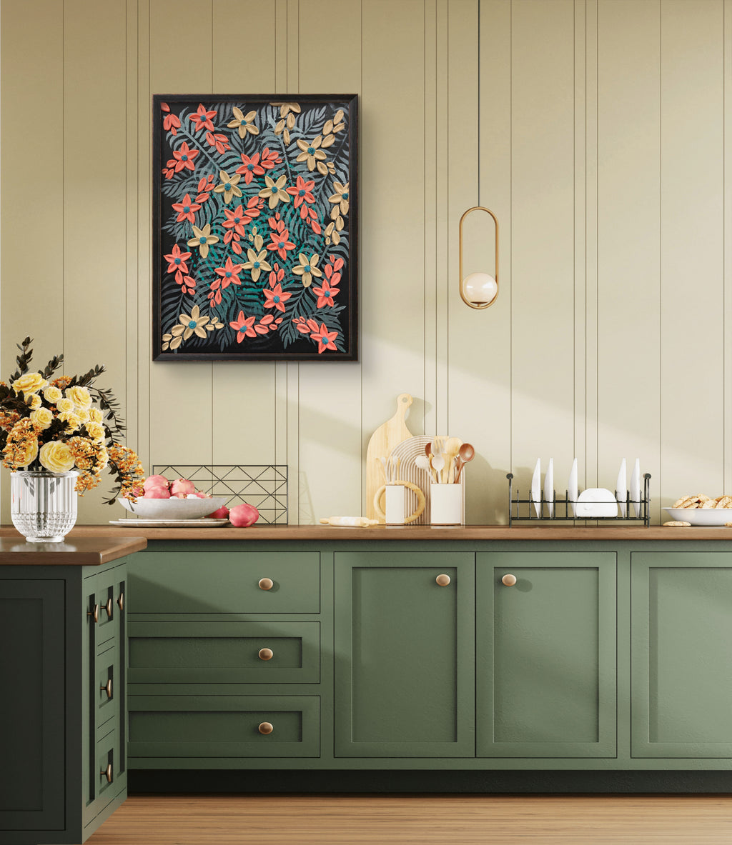 Midnight Garden - Original Textured Floral Art